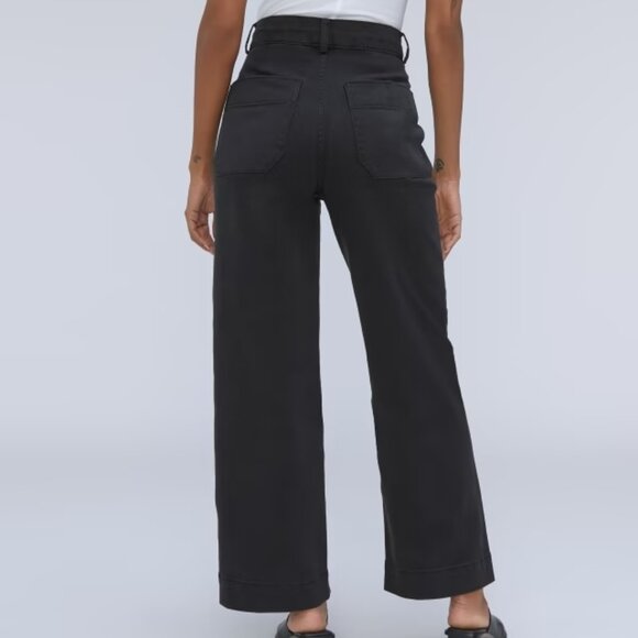 NWOT Everlane Organic Cotton Wide-Leg Pant | Black | Size 4 - Picture 3 of 4
